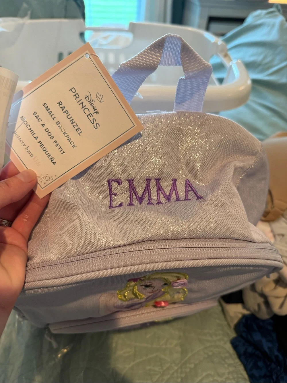 Pottery Barn Kids Lavender Princess Rapunzel Glitter Backpack